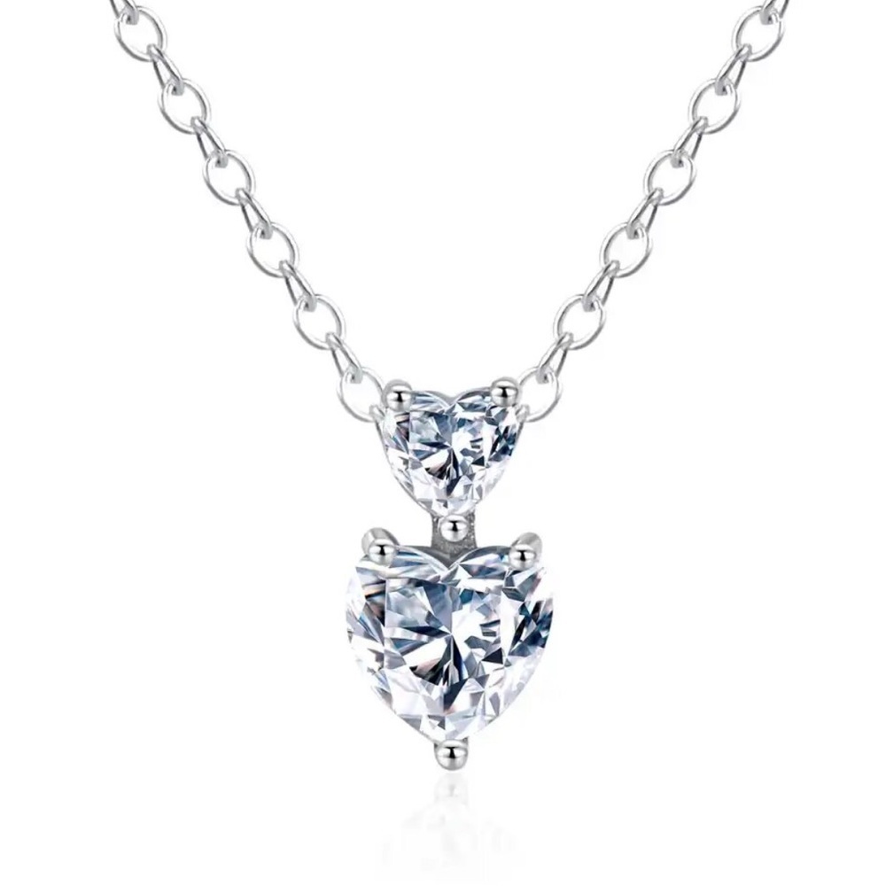 NWOT Sterling silver heart necklace adjustable, chain 18”